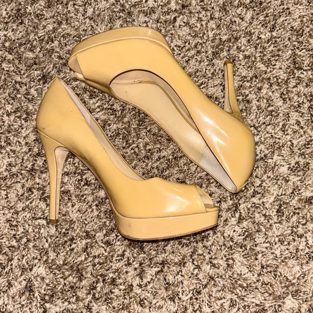 Elegant Beige Peep-Toe Heels